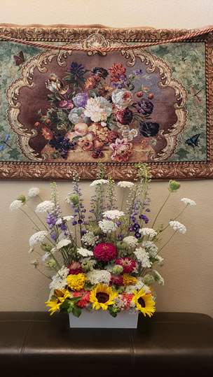Sunflower Queen Annes Lace Rose Delphinium Gerbera